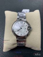 Perfect Replica V6 Factory Cartier Ballon Bleu White Textured Dial 33mm Women's Watch